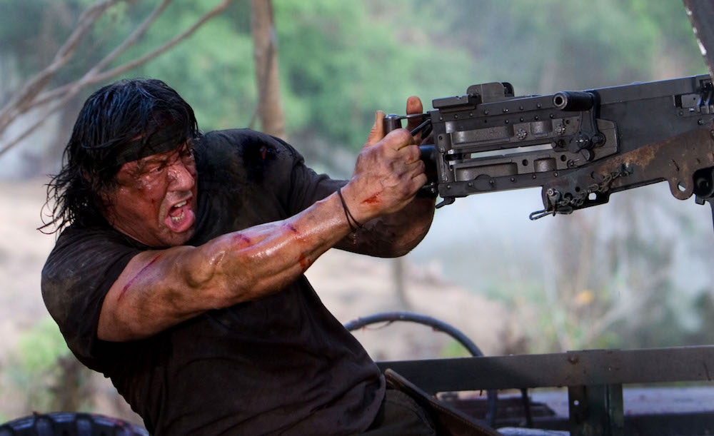 Sylvester Stallone as "John Rambo" while shooting in Chiang Mai, Thailand. Photo by Karen Ballard